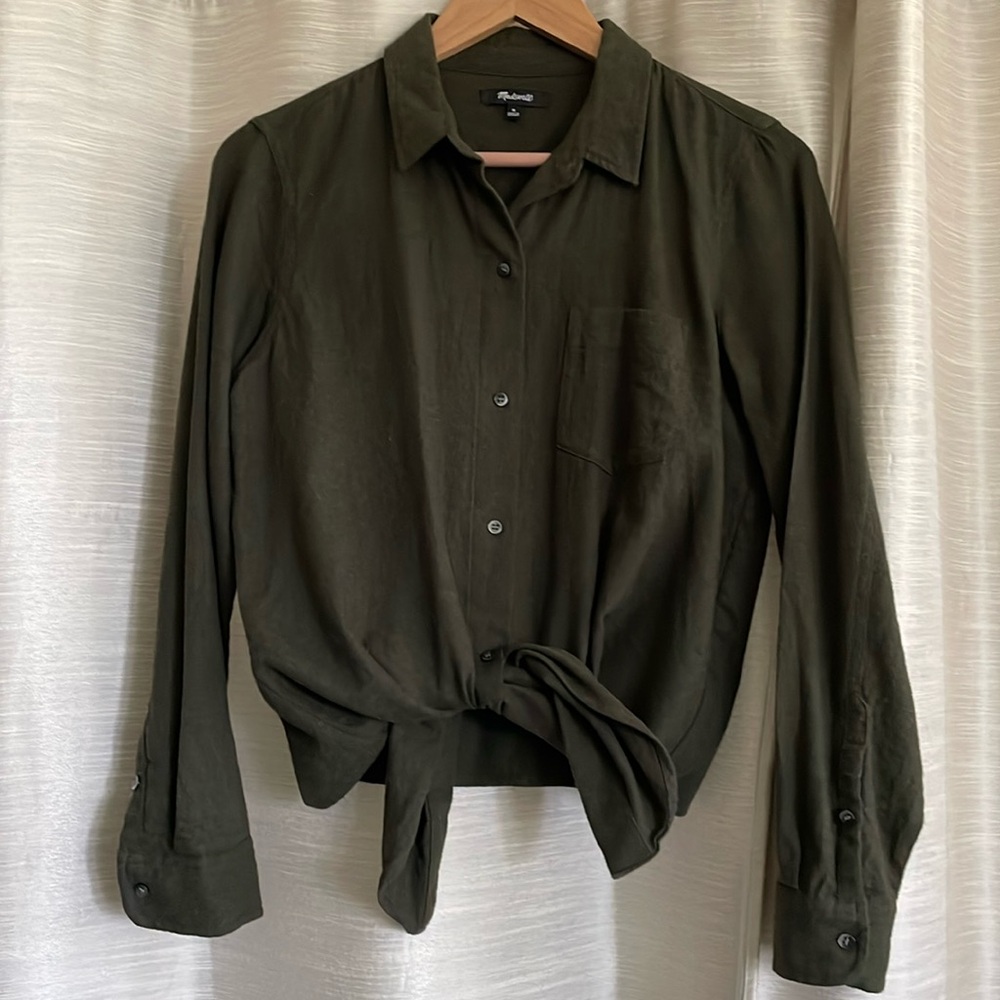 Madewell Tie Front Flannel Long Sleeve top M